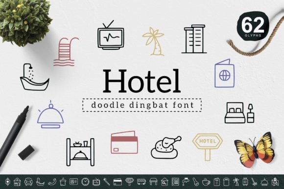 Hotel: A Cute Dingbats Font for Creative Makers